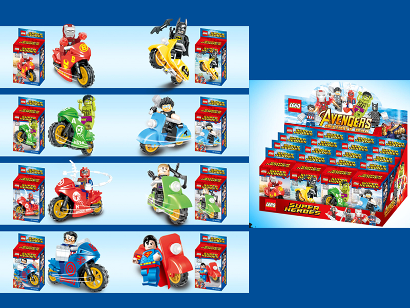 16PCS Hero League Motorcycle Building Block