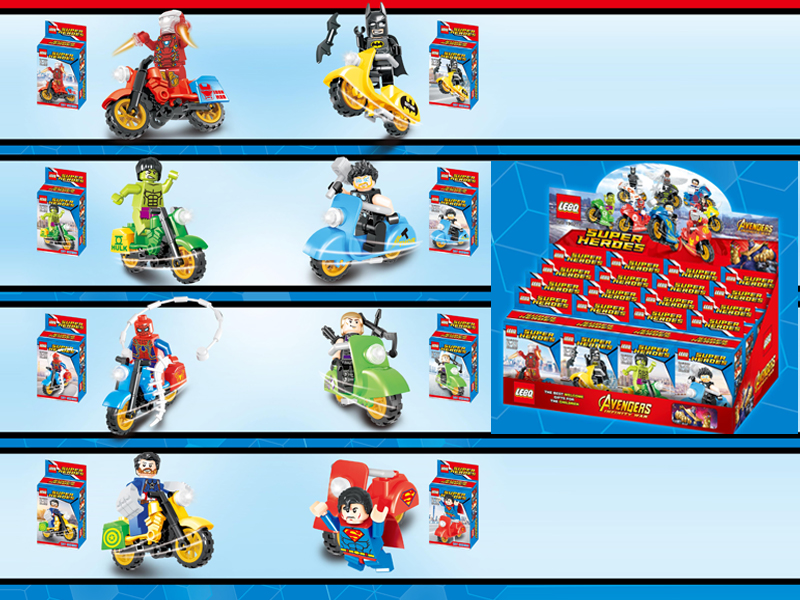 16PCS Hero League Motorcycle Building Block
