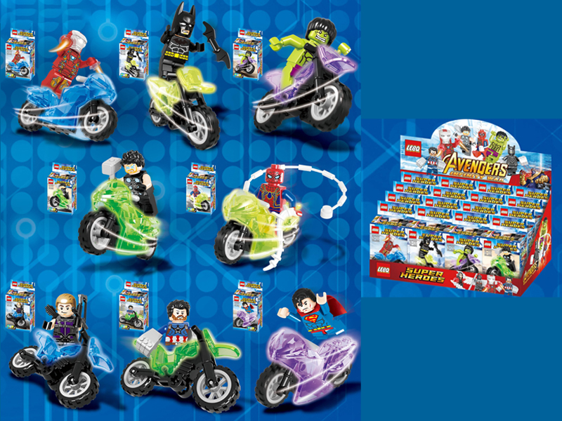 16PCS Heroic League Nightlight Motorcycle Building Block