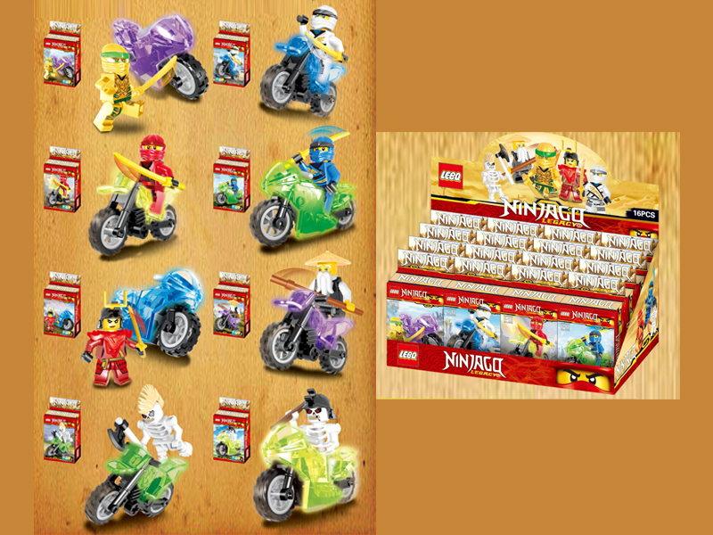 16PCS Ninja Nightlight Motorcycle Building Block