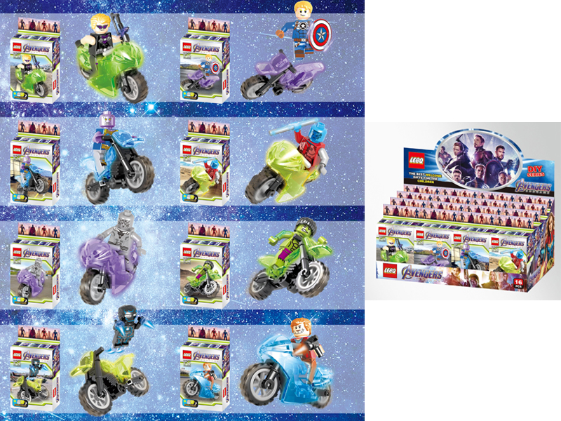 16PCS Avengers With Motorcycle Blocks