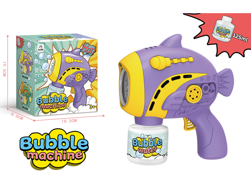 Fully Automatic Five-Hole Mechanical Fish Bubble Gun With Light And Music(Purple)