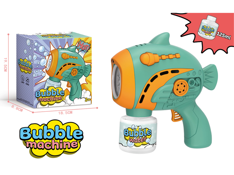 Fully Automatic Five-Hole Mechanical Fish Bubble Gun With Light And Music(Green)