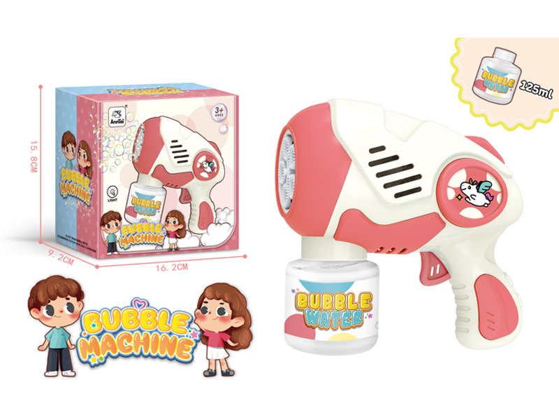 Fully Automatic Five-Hole Mechanical Fish Bubble Gun With Light And Music(Red)