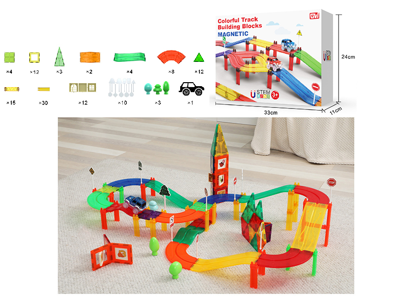 Colorful Track Magnetic Building Blocks Electric Track Car(1 Car)
