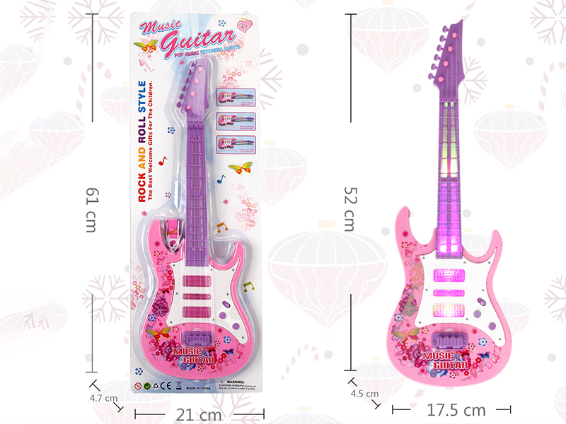 Pink Guitar With Light And Music