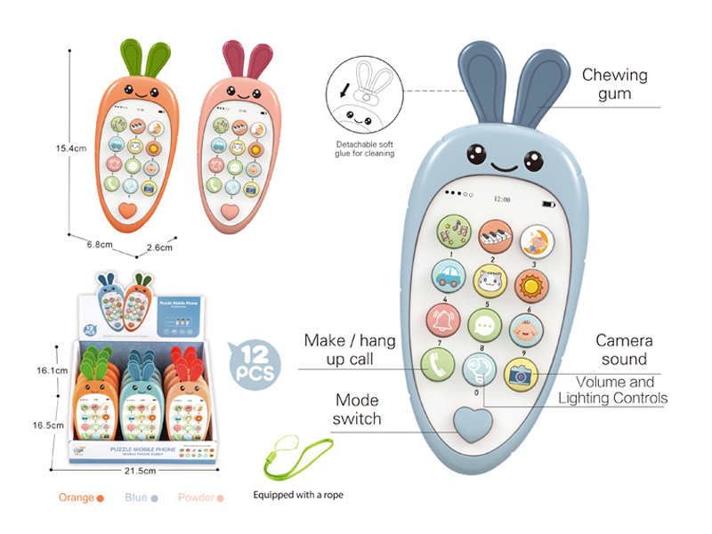 12PCS Radish English Puzzle Phone Toy