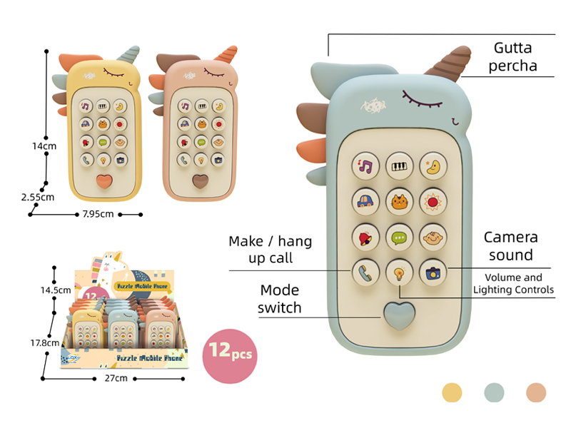 12PCS Unicorn English Puzzle Phone Toy