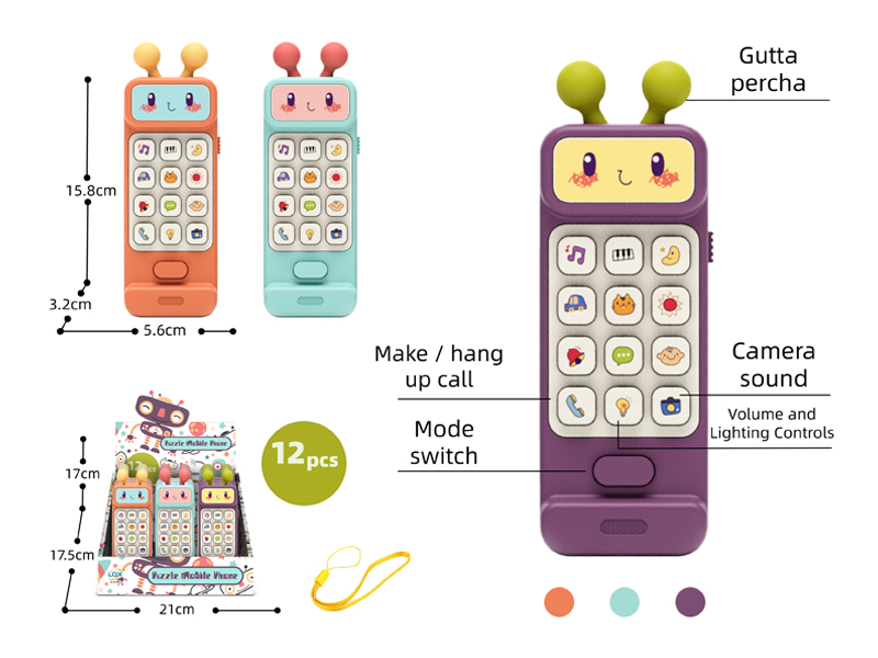 12PCS Alien English Puzzle Phone Toy