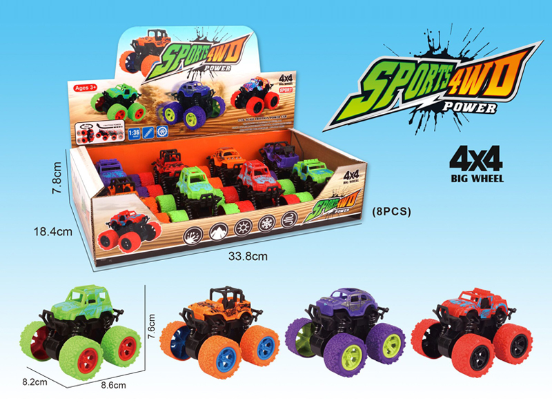 8PCS 4WD Friction Stunt Car