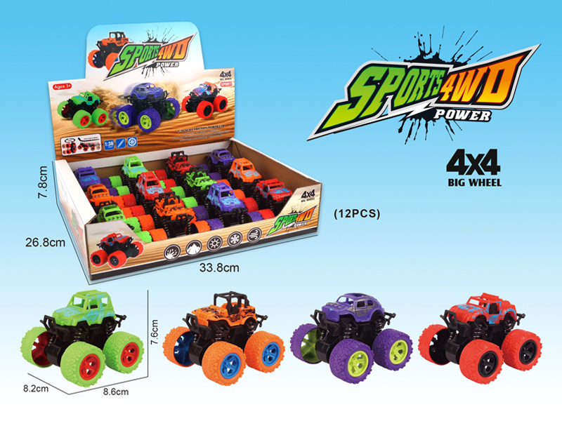 12PCS 4WD Friction Stunt Car