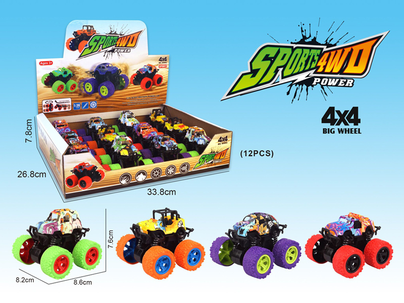 12PCS 4WD Friction Stunt Graffiti Car