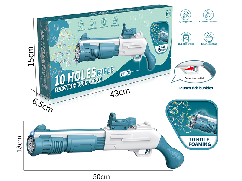 10 Holes Rifle Electric Bubble Gun(Blue)