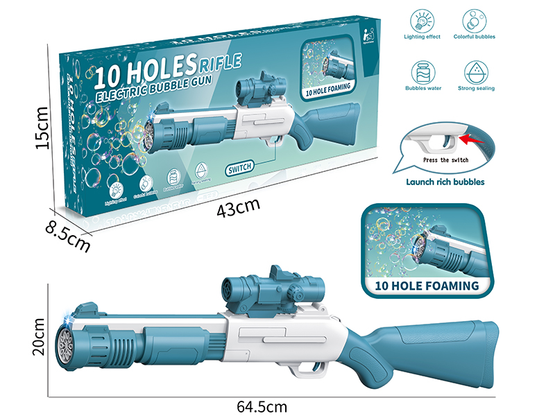 10 Holes Rifle Electric Bubble Gun(Blue)