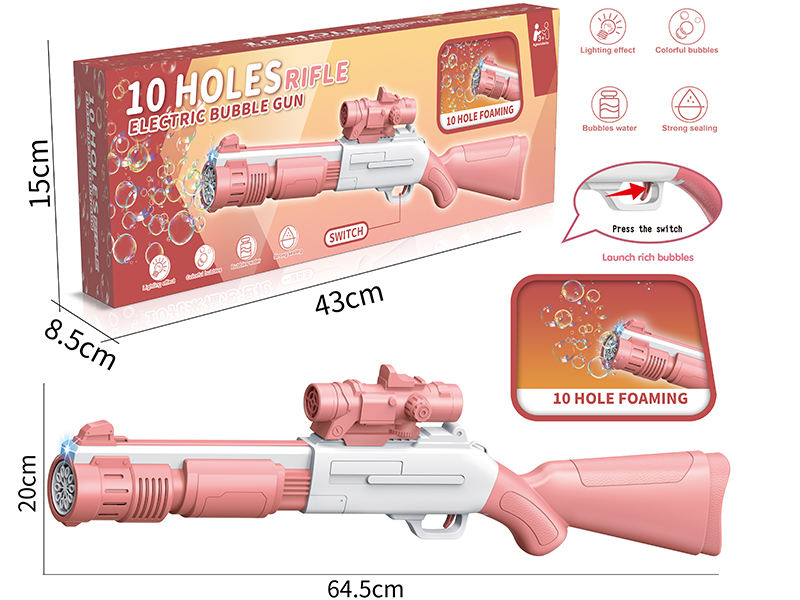 10 Holes Rifle Electric Bubble Gun(Pink)
