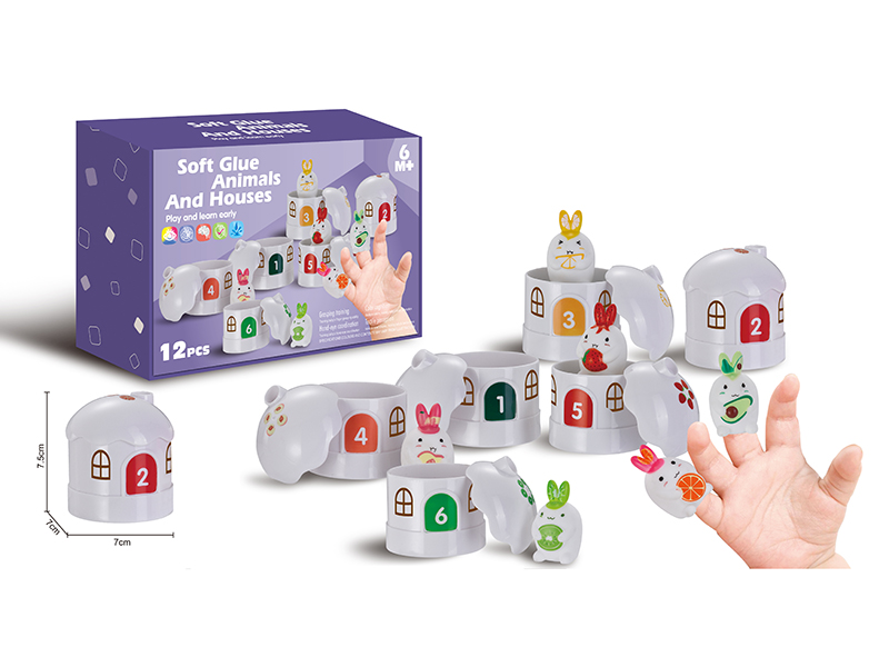 Soft Glue Animals And Houses 12pcs