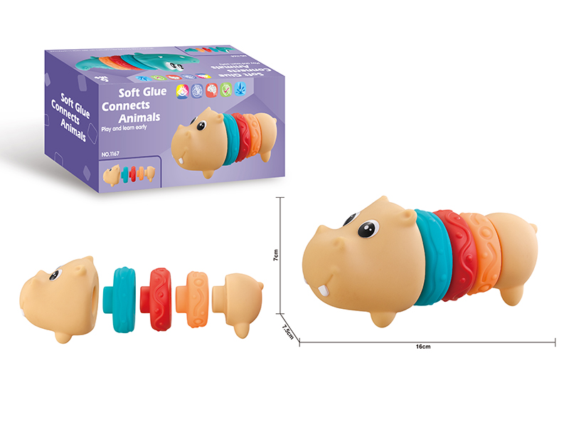 Soft Glue Connects Animals Stacking Toy - Hippo