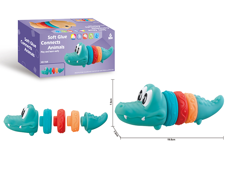 Soft Glue Connects Animals Stacking Toy - Crocodile