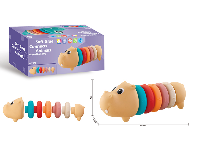 Soft Glue Connects Animals Stacking Toy - Hippo