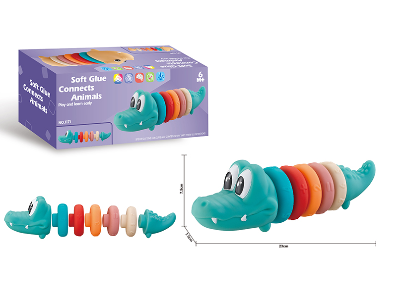 Soft Glue Connects Animals Stacking Toy - Crocodile