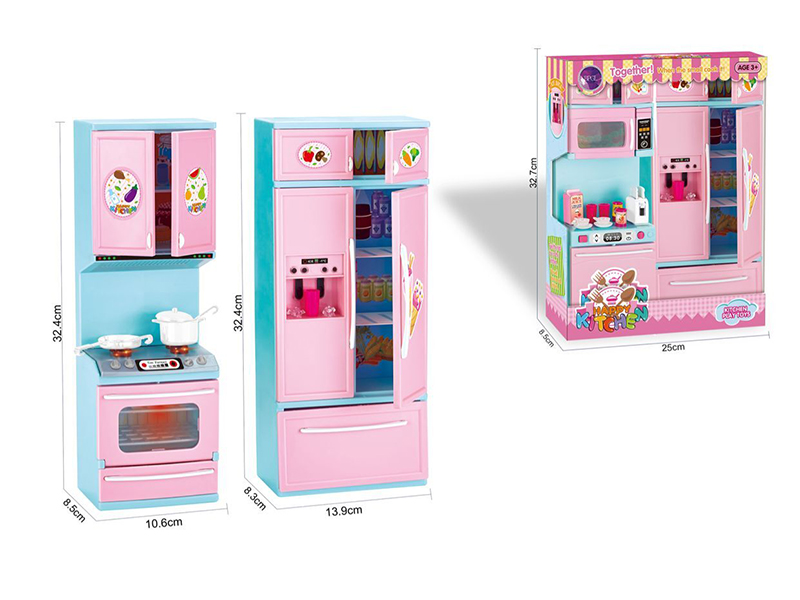 Gas Stove Kitchen Cabinet Set + Refrigerator