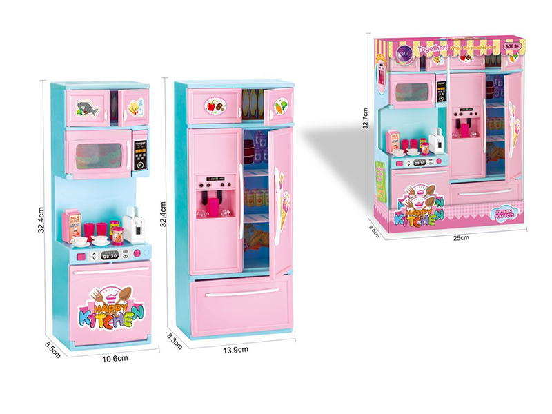 Microwave Oven + Refrigerator Kitchen Cabinet Set