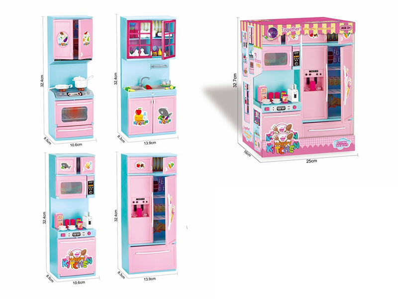 Gas Stove +Refrigerator + Microwave Oven + Kitchen Sink Cabinet Set