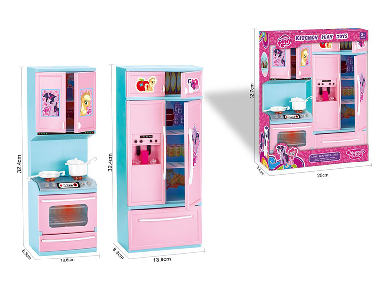 Gas Stove Kitchen Cabinet Set + Refrigerator