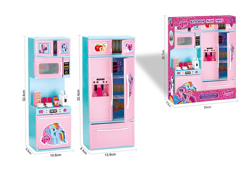 Microwave Oven + Refrigerator Kitchen Cabinet Set