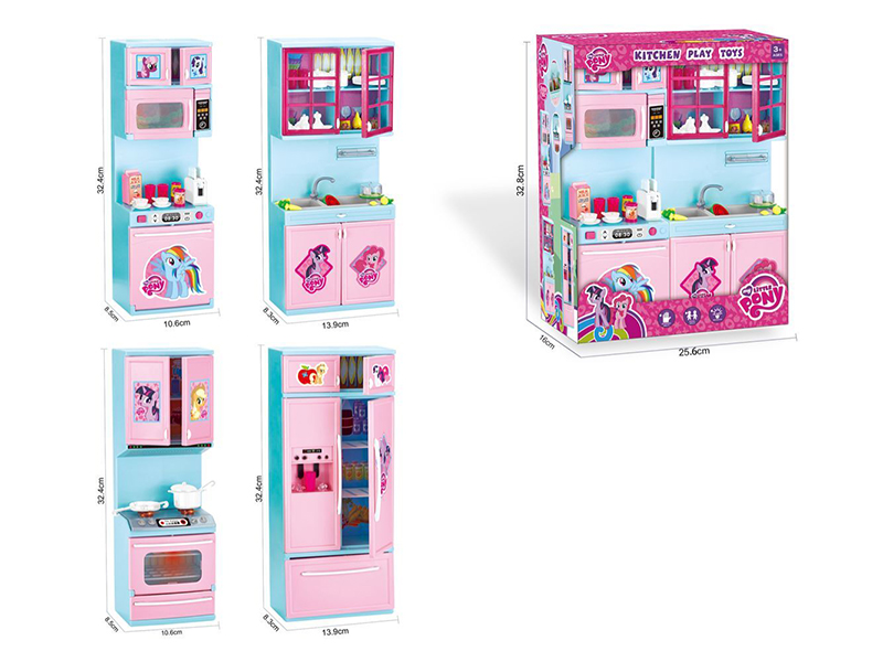 Gas Stove +Refrigerator + Microwave Oven + Kitchen Sink Cabinet Set