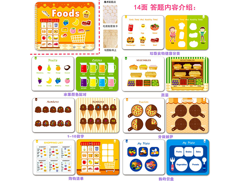 Velcro Sticky Quiet Busy Book - Food