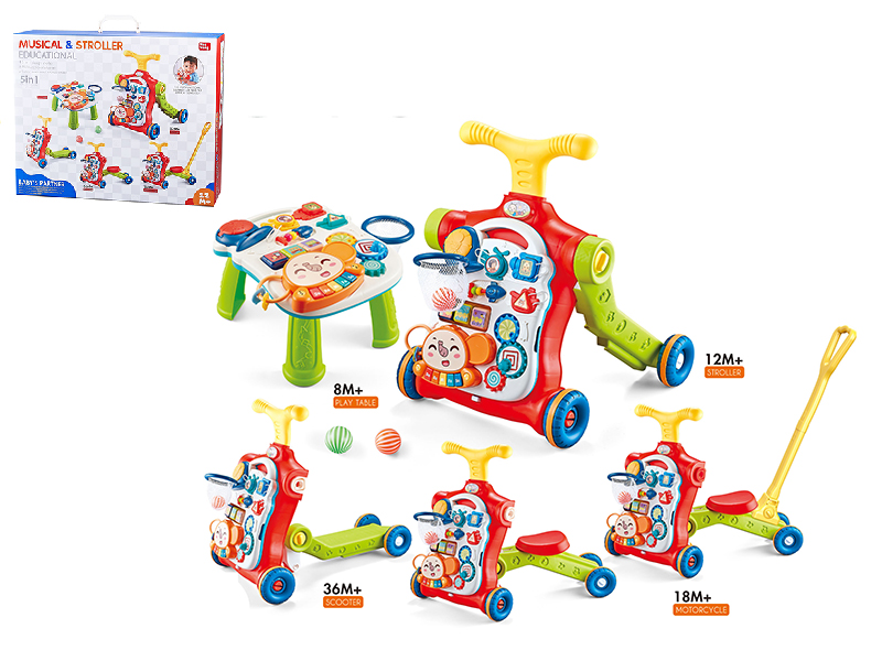 5 In 1 Baby Walker(With Water Bottle ,Push Handle) RED COLOR