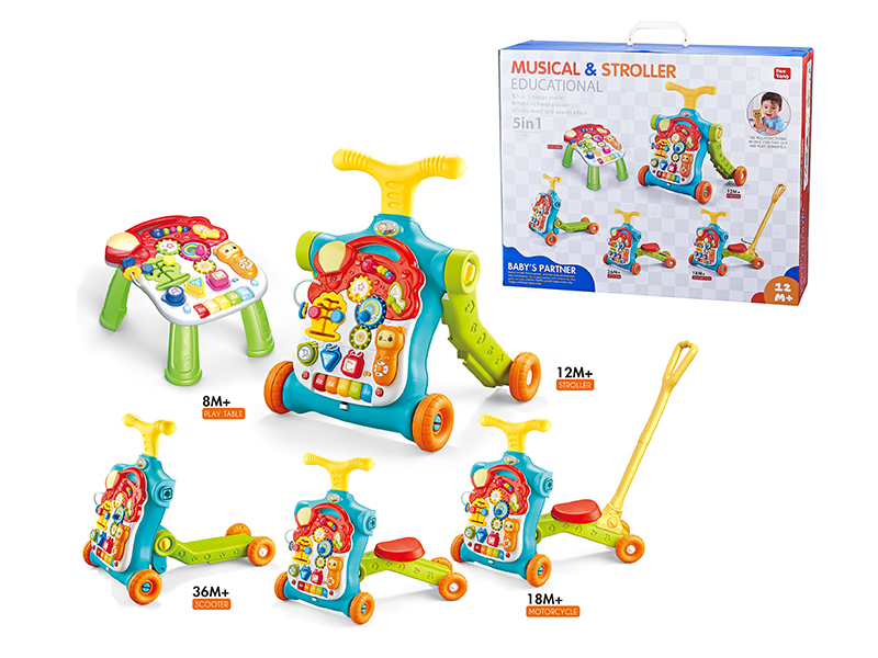 5 In 1 Baby Walker(With Water Bottle ,Push Handle)