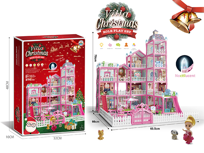 374PCS Luminous DIY Assembled Castle Villa (Christmas Edition)