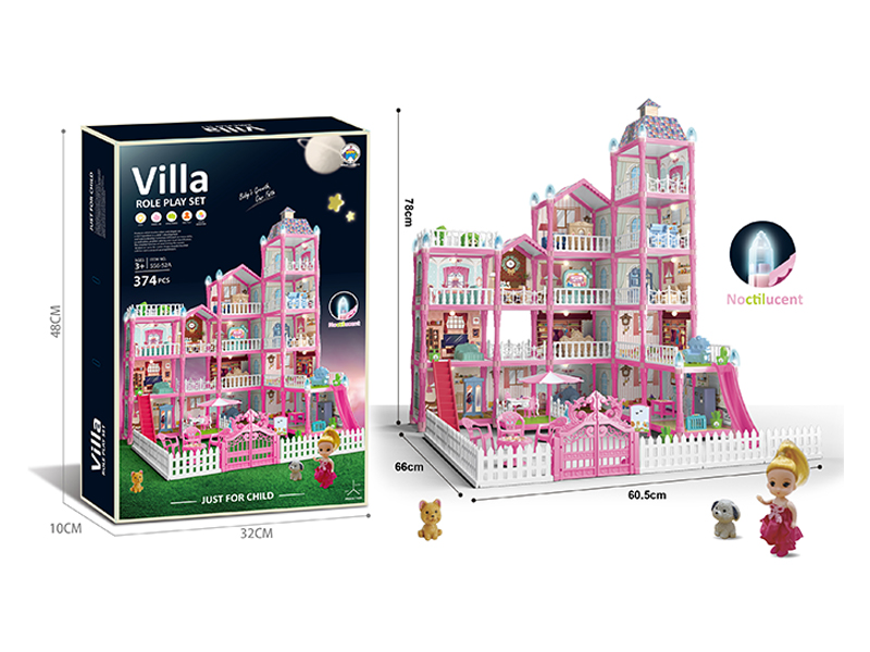 374PCS Luminous DIY Assembled Castle Villa