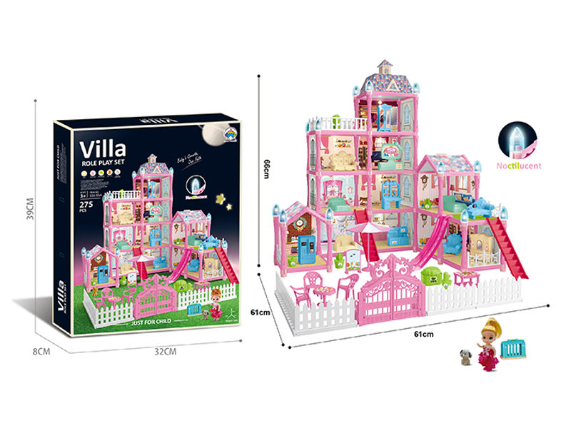 275PCS Luminous DIY Assembled Castle Villa