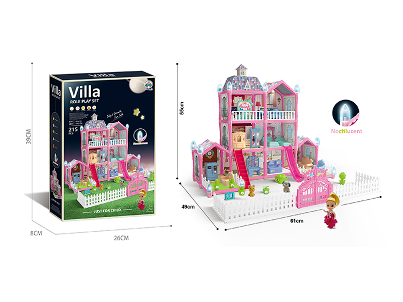 215PCS Luminous DIY Assembled Castle Villa