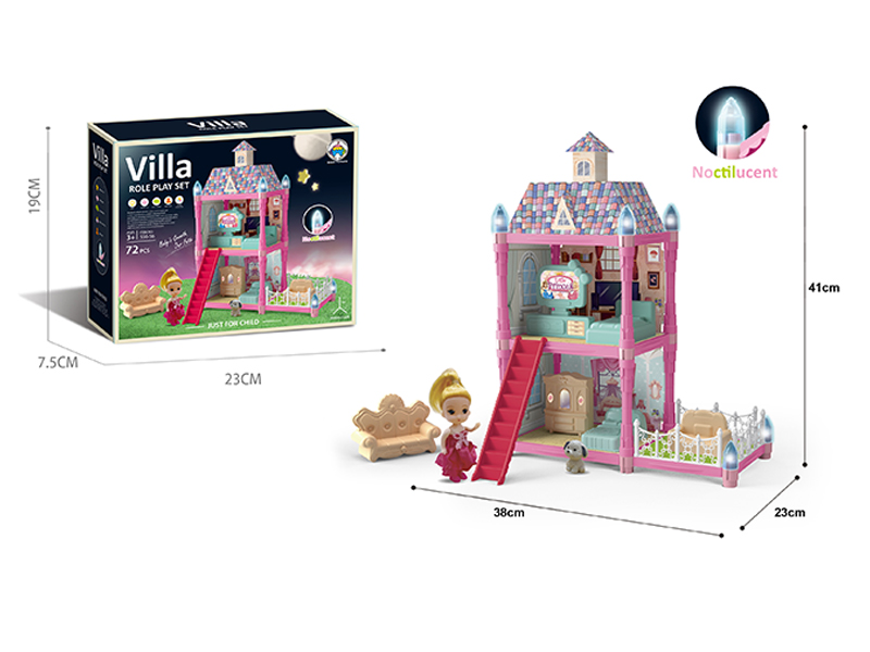 72PCS Luminous DIY Assembled Castle Villa