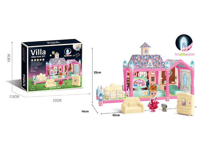 71PCS Luminous DIY Assembled Castle Villa