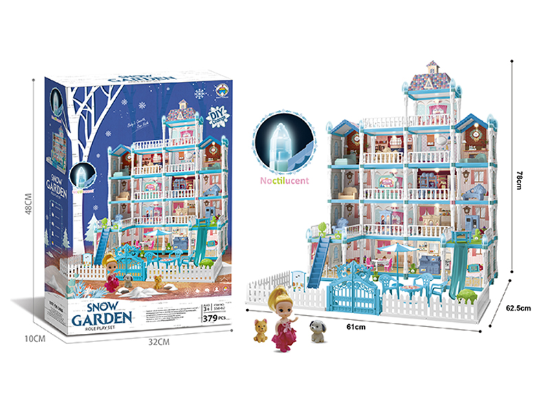 379PCS Luminous DIY Assembled Castle Villa(Ice And Snow Version)