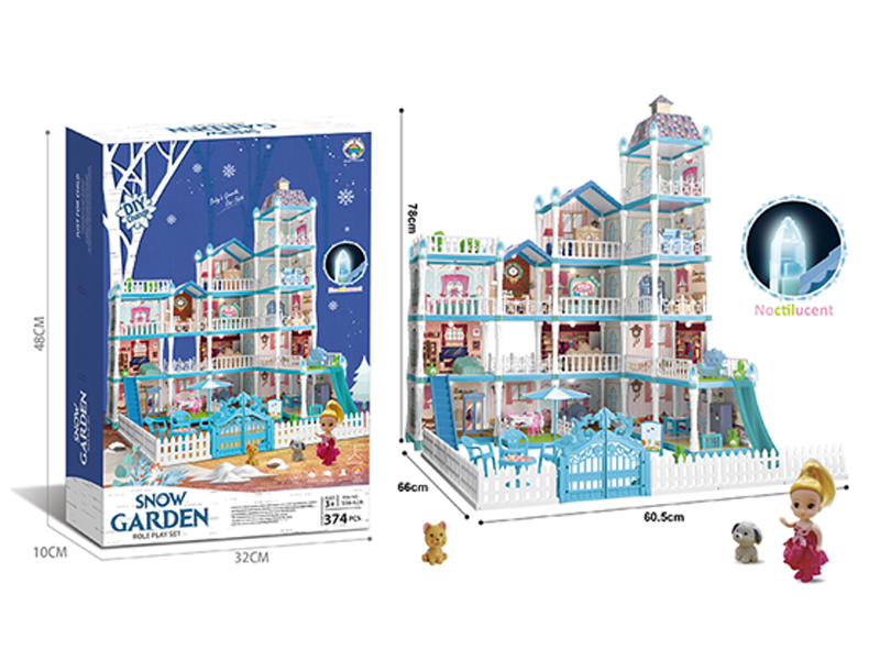 374PCS Luminous DIY Assembled Castle Villa(Ice And Snow Version)