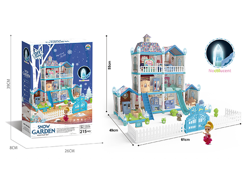 215PCS Luminous DIY Assembled Castle Villa(Ice And Snow Version)
