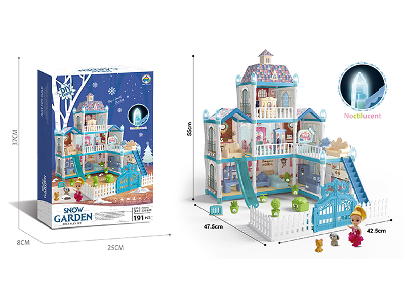191PCS Luminous DIY Assembled Castle Villa(Ice And Snow Version)