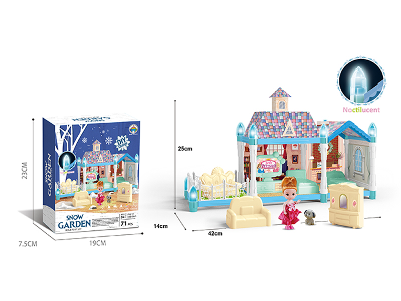 71PCS Luminous DIY Assembled Castle Villa(Ice And Snow Version)