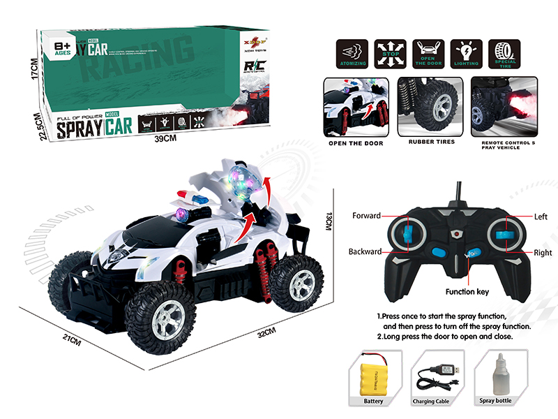 One Button Door Opening High-Speed Spray Remote Control Car(Police Car)