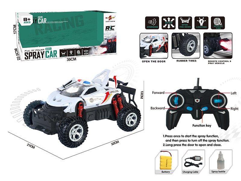 One Button Door Opening High-Speed Spray Remote Control Police Car