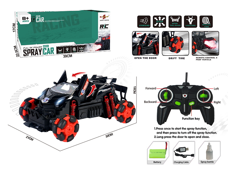 One Button Door Opening Drift Spray Remote Control Convertible Car(Police Car)