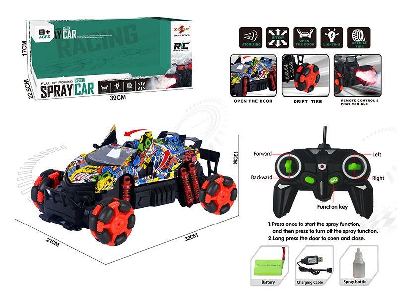 One Button Door Opening Drift Spray Remote Control Convertible Car(Graffiti)