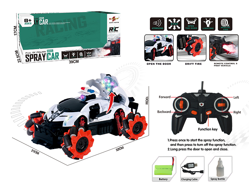 One Button Door Opening Drift Spray Remote Control Car(Police Car)