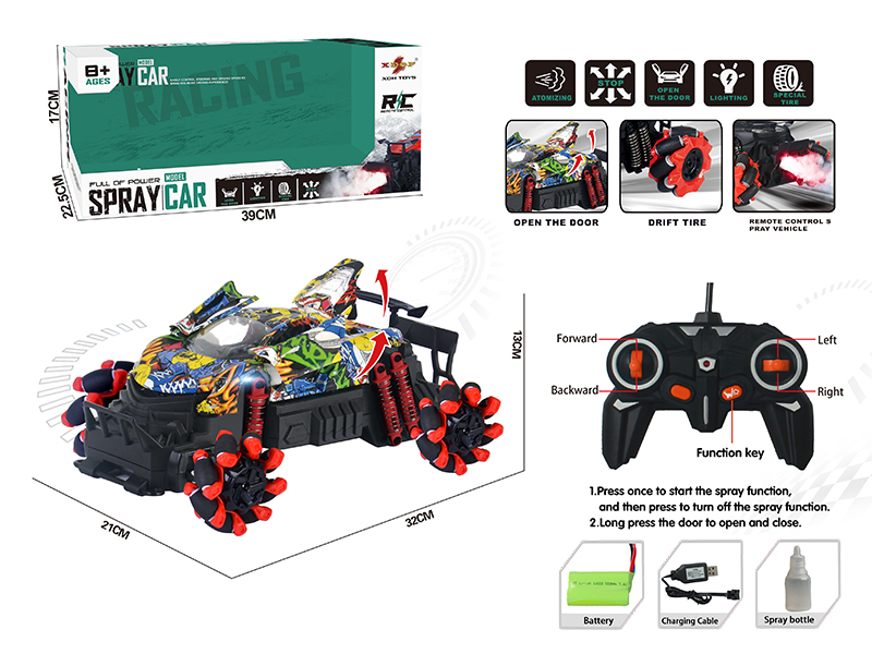 One Button Three Door Opening Drift Spray Remote Control Car(Graffiti)